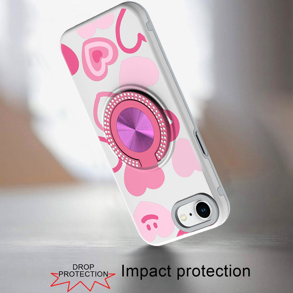 For Samsung Galaxy S25 Fan Edition /Galaxy S25 FE Pattern Design Hybrid with Invisible Ring Stand & Magnetic Back, Shockproof Protective Grip Case Cover