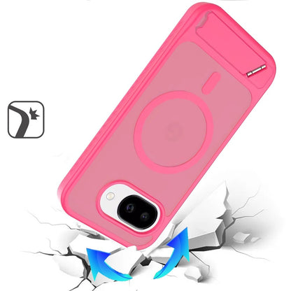 Phone Case for Google Pixel 10A Matte Magnetic Metal Kickstand Shockproof Grip Anti Slip Durable Protective Heavy Duty Hybrid Cover