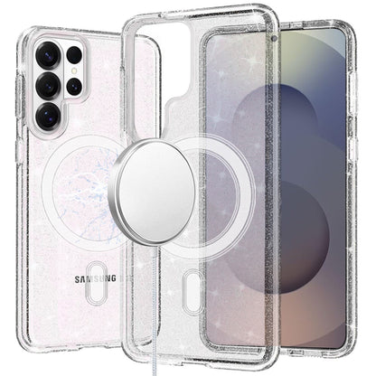 For Samsung Galaxy S26 Ultra MagSafe Compatible Glitter Sparkle Bling Hybrid Case with Magnetic Circle, Slim TPU & Hard PC Frame Case Cover