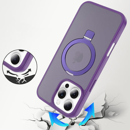 For iPhone 16 Pro Max (6.9") Magnetic Circle Back with Ring Stand Full Rotation Matte Hybrid Shockproof Protector