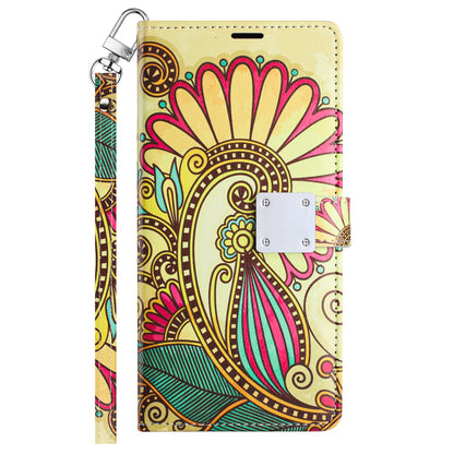 For Samsung Galaxy S24+ Plus Wallet Card Holder Magnetic Closure Shock Protection Lanyard Strap Secure Storage Design Case Cover Antique Flower