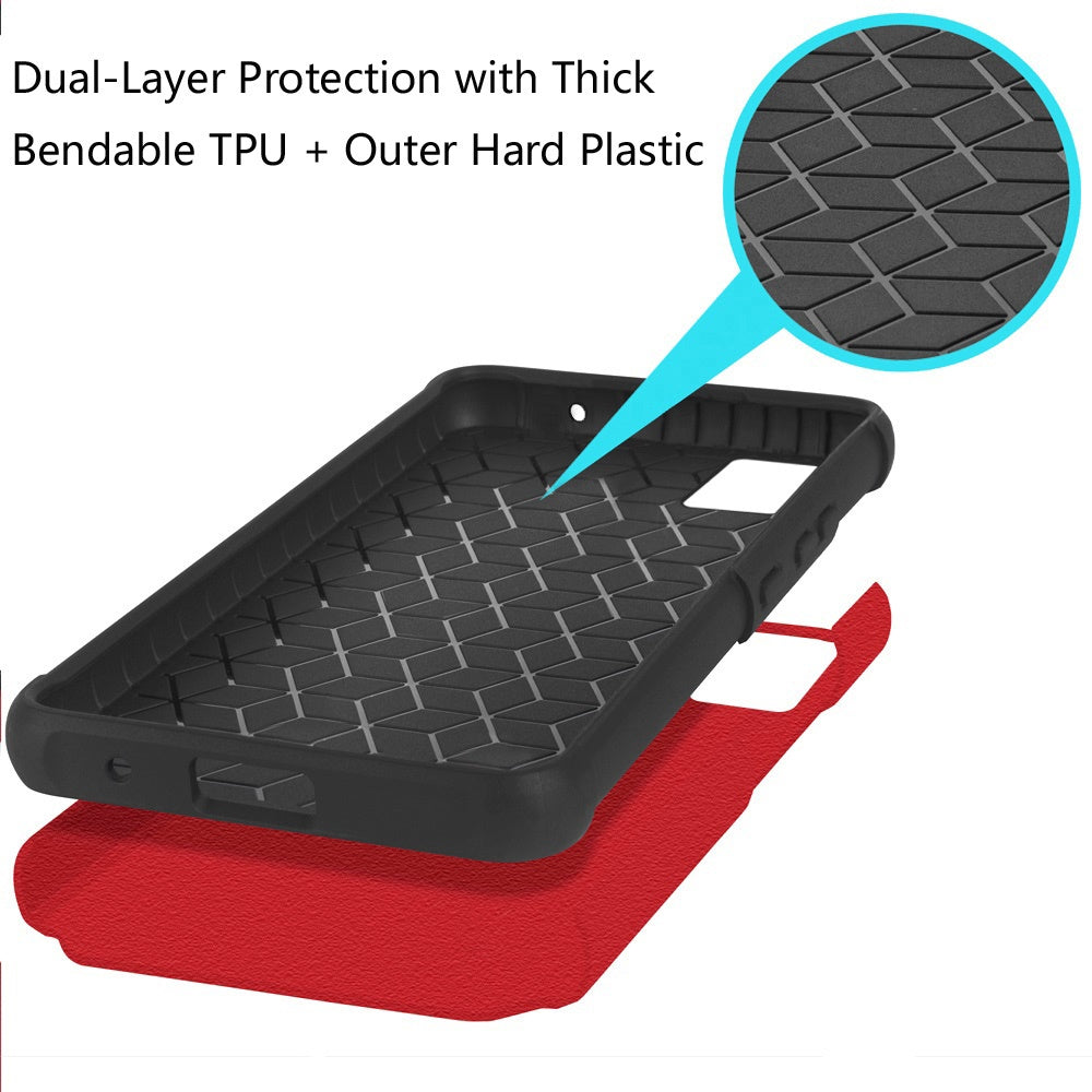 For TCL K11 Tough Hybrid Magnetic Mount Friendly Shock Protection Durable Grip Includes Tempered Glass Case Cover Red