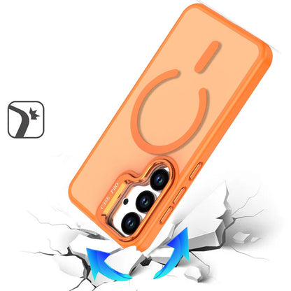 For Samsung Galaxy S26 MagSafe Compatible Matte Metallic Stand TPU Hybrid Drop Protection Camera Kickstand Case Cover
