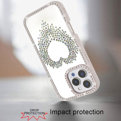 For iPhone 16 Pro Max (6.9") Angel Hearts Glitter Shimmer Diamond Edge Hybrid Drop Protection Shockproof Design Case Cover