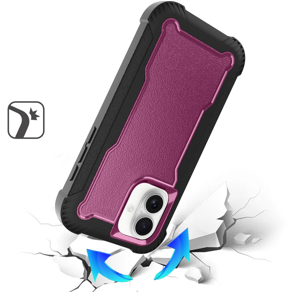 For iPhone XR Tough Hybrid Case - Shockproof 3-in-1 Armor Full-Body Protection PC + TPU Rubber Bumper Frame Case Cover Burgundy