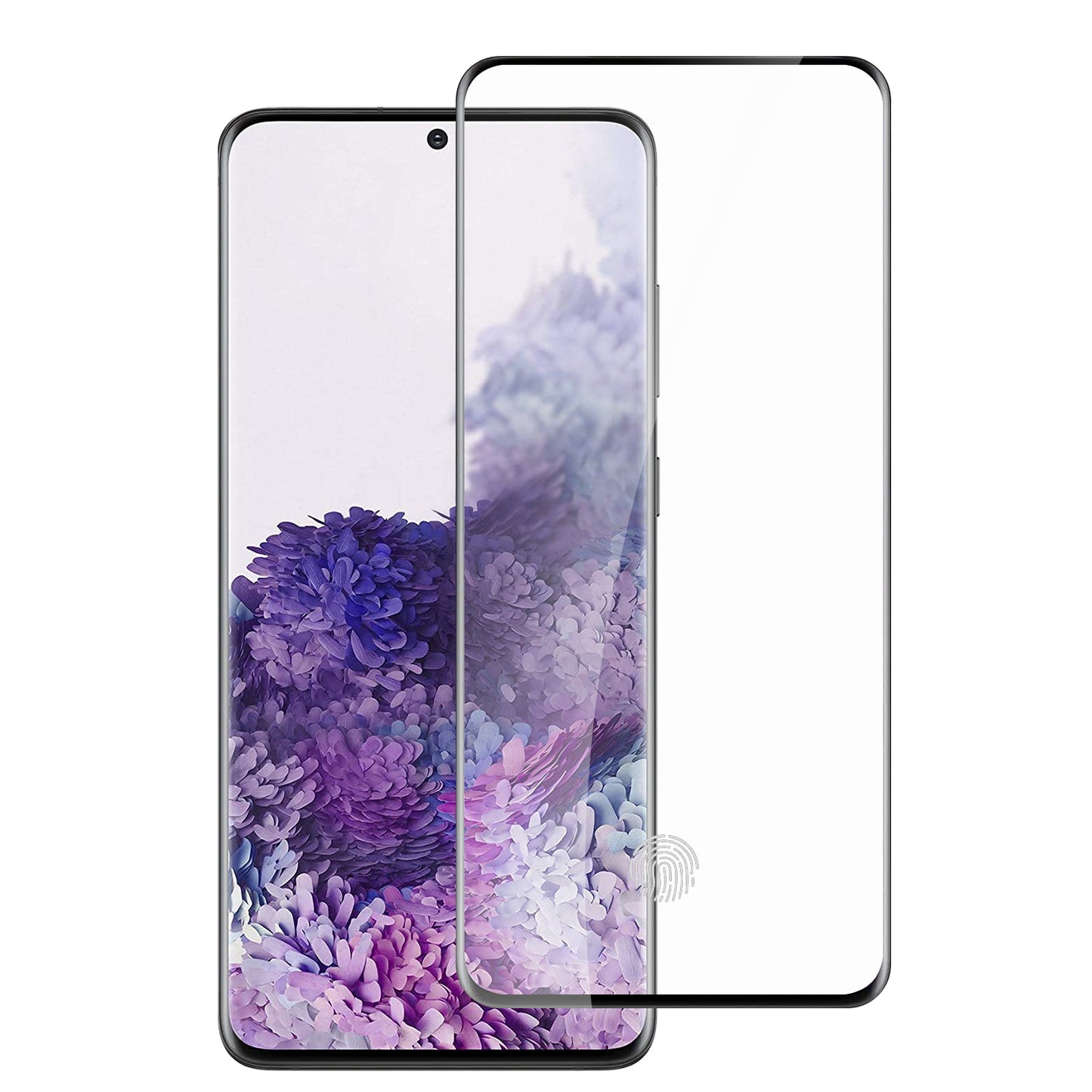 For Samsung Galaxy S20 5G Tempered Glass Screen Protector with Fingerprint Unlocking 3D Curved Edge Full Glue & Full Coverage Protector Clear Black