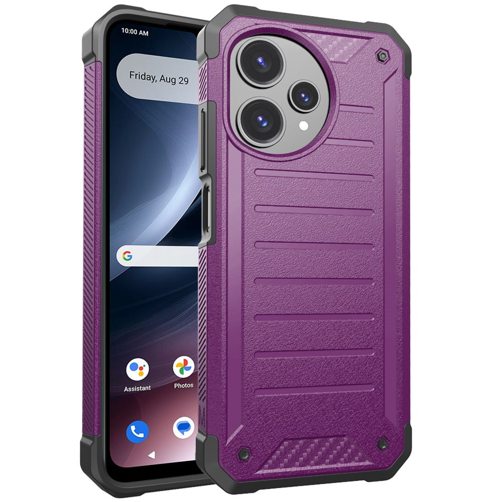 For Cricket Icon Pro 2026 Tough Lined Design Hybrid Shockproof Protective Rugged TPU Hard PC with Durable Grip Case Cover