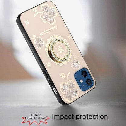 For iPhone 12 / iPhone 12 Pro (6.1") Diamonds 3D Fashion Bling Sparkly Glitter Ornaments Engraving Hybrid with Ring Stand Case Cover