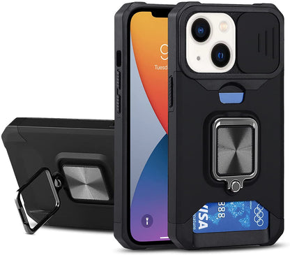 For Google Pixel 9A Wallet Case with Slide Camera Protector, Credit Card Slot, Ring Sand, Magnetic Car Mount Case Cover