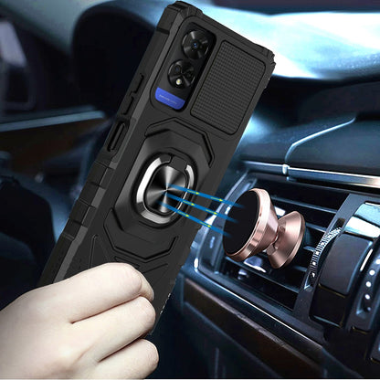 For TCL 50 XE 5G Hybrid Dual Layer with 360° Rotate Magnetic Ring Stand Holder Kickstand TPU Rugged PC Shockproof Case Cover