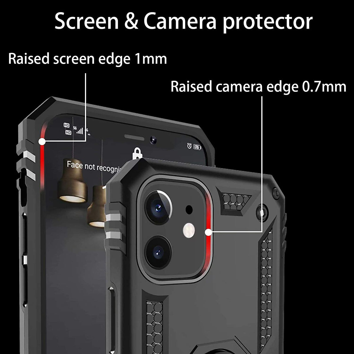 For Google Pixel 6A Shockproof Hybrid Dual Layer PC + TPU with Ring Stand Metal Kickstand Heavy Duty Armor Shell Case Cover
