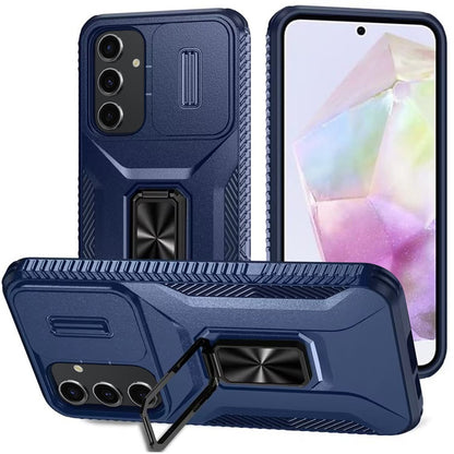 For Samsung Galaxy S23 Ultra Camera Cover Phone Case with Magnetic Rotation Ring Stand [Military Grade] Hybrid Hard TPU Shockproof Case Cover Blue