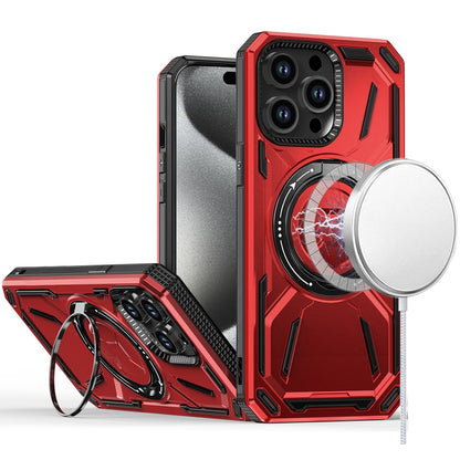 For T-Mobile Revvl 7 5G Hybrid Magnetic Ring and 360° Rotational Kickstand with MagSafe Compatible, Military Grade Drop Protection Case Cover Red