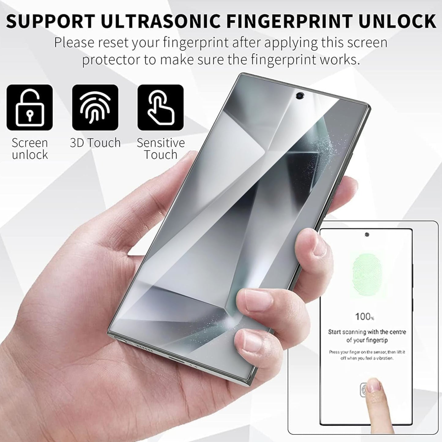 For Samsung Galaxy S25 EDGE Screen Protector Tempered Glass, Bubble-Free, Anti-Scratch, Fingerprint Unlock Compatible Protector Clear