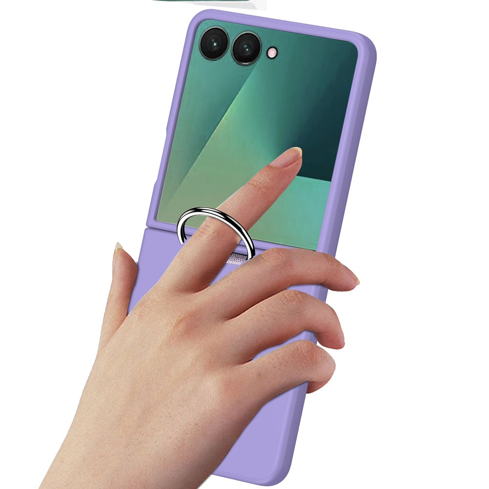 For Samsung Galaxy Z Flip 7 Case with Finger Hook Hybrid Grip Holder, Shockproof Slim Fit Rubber TPU + Hard PC Case Cover