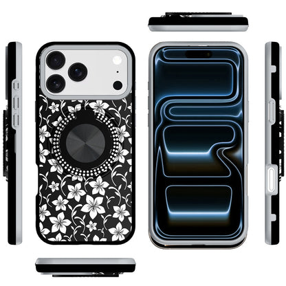 For Apple iPhone 17 Pro Max Pattern Design Hybrid with Invisible Ring Stand & Magnetic Back, Shockproof Protective Grip Case Cover