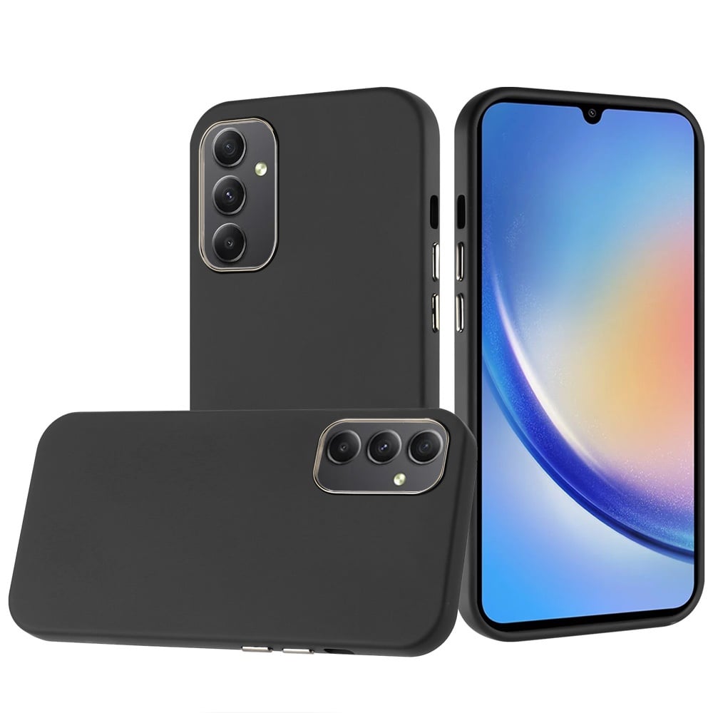 For Samsung Galaxy A15 5G Slim Classic Hybrid Around Rubber Gummy Gel Slick Hard PC Silicone TPU Chromed Button Case Cover Dark Blue