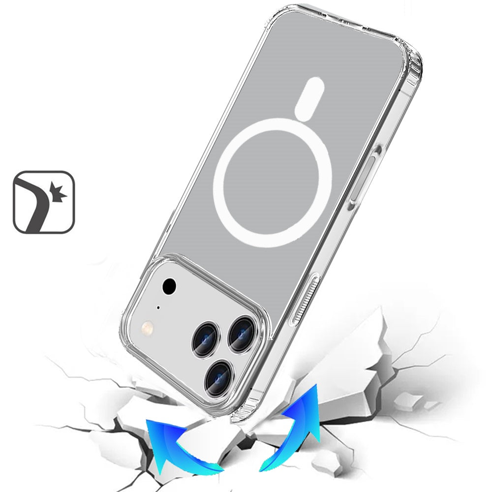 For Apple iPhone 17 Pro Classic Hybrid True Transparent Magnetic Circle - Shockproof Hybrid Clear Bumper, Compatible with MagSafe Case Cover Clear