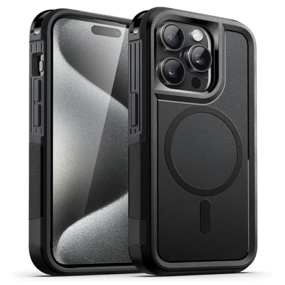 For Apple iPhone 15 Pro Max (6.7") Shockproof Heavy Duty Dual-Layer Rugged Magnetic Hybrid [Compatible with MagSafe]  Phone Case Cover