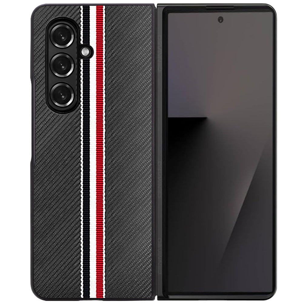 For Samsung Galaxy Z Fold 7 Velvet Fabric PU Vegan Leather, Premium Flip Design, Slim Snap-On Hard PC + TPU Case Cover Black