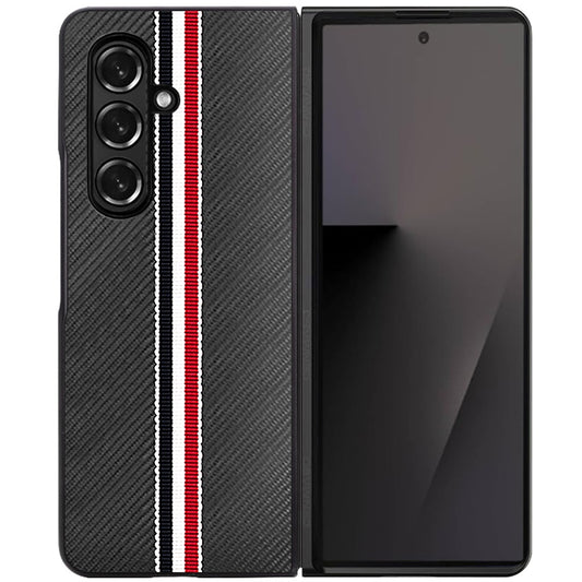For Samsung Galaxy Z Fold 7 Velvet Fabric PU Vegan Leather, Premium Flip Design, Slim Snap-On Hard PC + TPU Case Cover Black