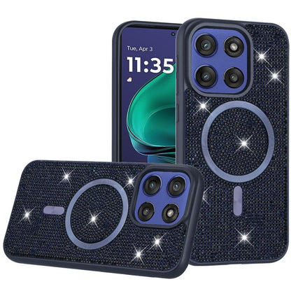 For Motorola Moto G 5G 2025 Sparkly Diamond Bling Case Rhinestone Skin Hybrid with Magnetic Circle, MagSafe Compatible Case Cover