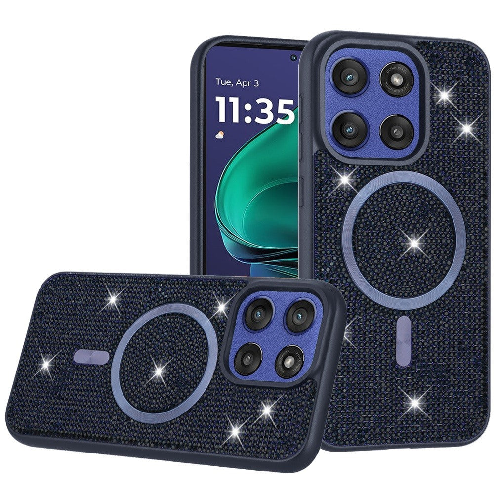 For Motorola Moto G Stylus 5G 2025 Sparkly Diamond Bling Case Rhinestone Skin Hybrid with Magnetic Circle, MagSafe Compatible Case Cover