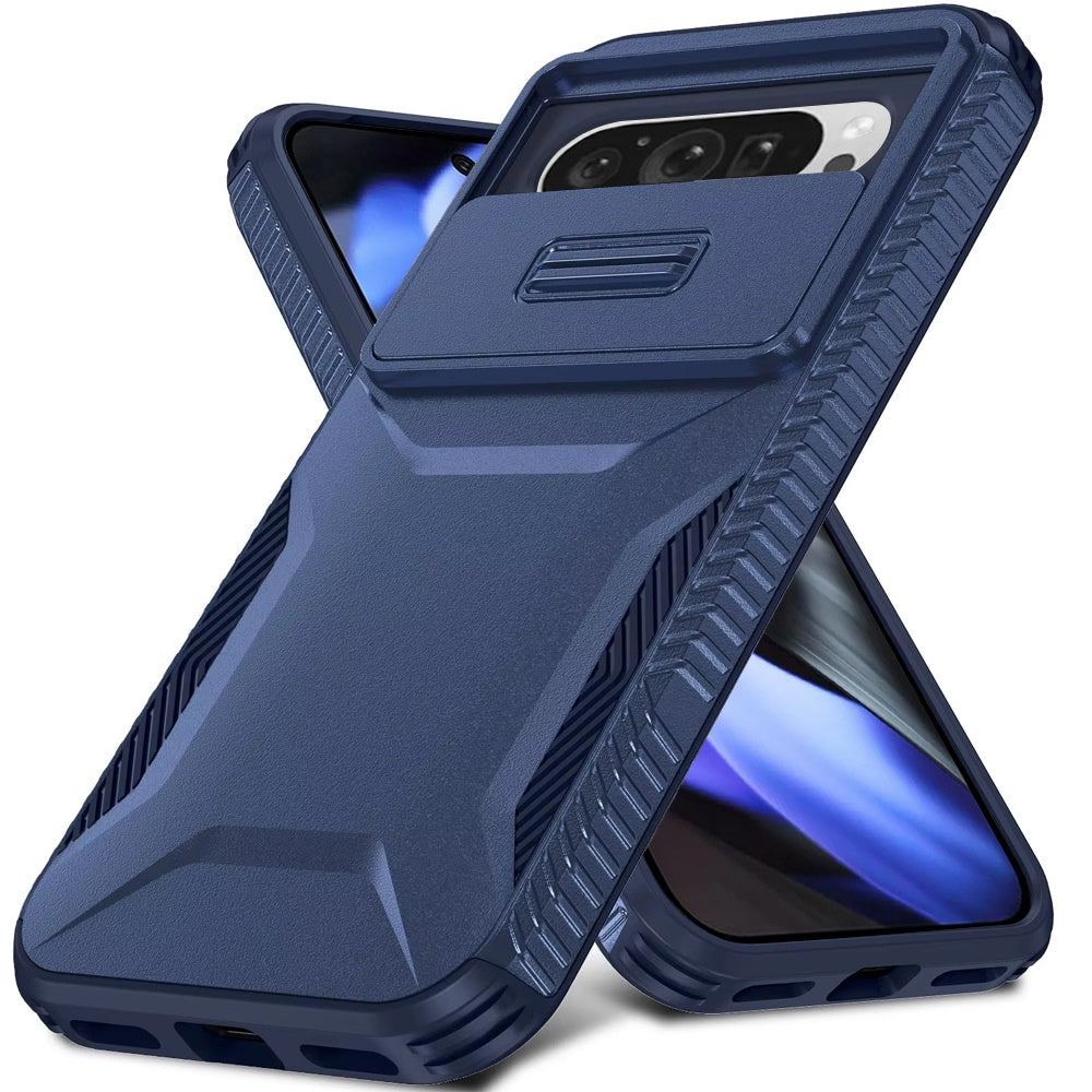 For Google Pixel 10 Pro XL Slim Fit Shockproof Hybrid with Slide Camera Window Covering, Rugged Tpu Silicone Hard PC Bumper Case Cover