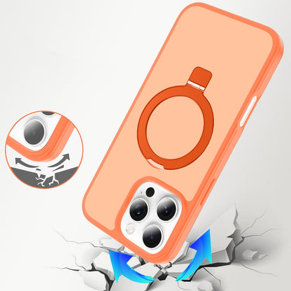 For iPhone 16 Pro Max (6.9") Magnetic Circle Back with Ring Stand Full Rotation Matte Hybrid Shockproof Protector