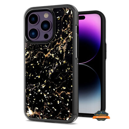 For Apple iPhone 15 (6.1") Pattern Design Bling Glitter Shockproof Hybrid Soft TPU Frame and Hard PC Back Slim  Phone Case Cover
