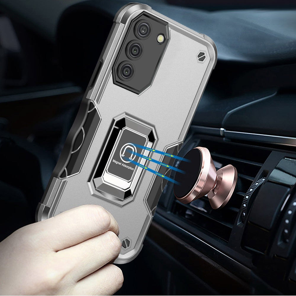 For Motorola Edge 2025 Hybrid Stand Magnetic Ring Holder Kickstand Heavy Duty Rugged Drop Silicone & Hard PC Shockproof Case Cover