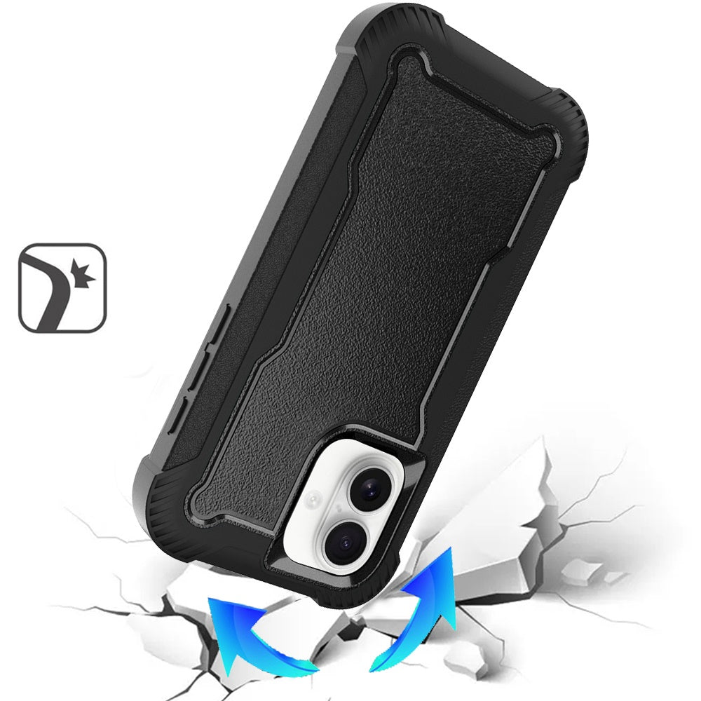 For Apple iPhone 16 Plus Tough Hybrid Case - Shockproof 3-in-1 Armor Full-Body Protection PC + TPU Rubber Bumper Frame Case Cover