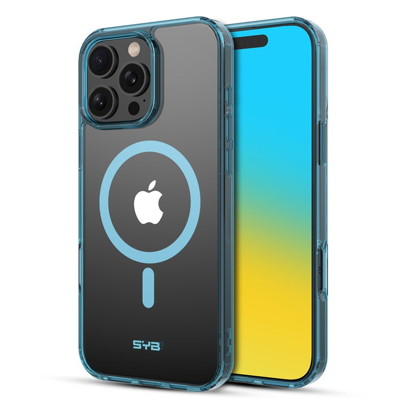 For Ultra-sleek Hybrid Slim Hard PC & TPU Compatible with MagSafe, Magnetic Protective Phone Case for Apple iPhone 16 Pro Max - Transparent Blue Case Cover Blue