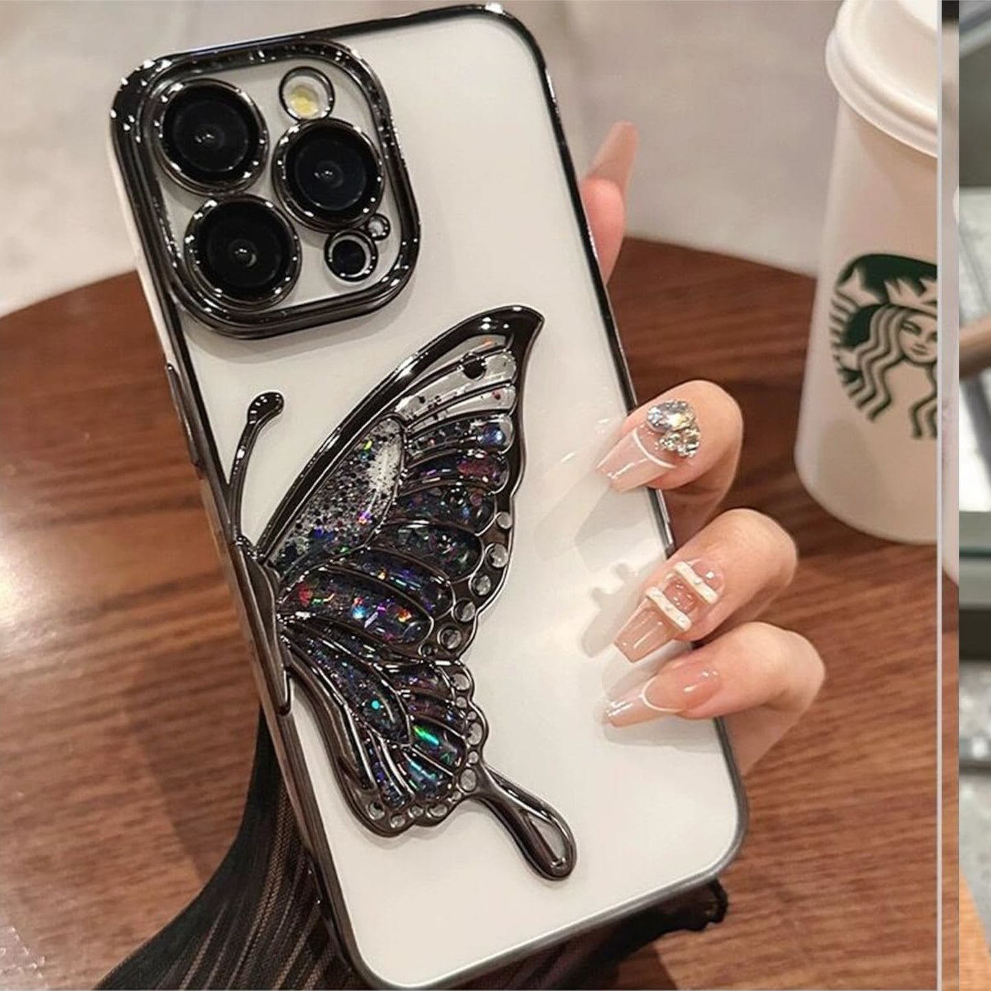 For Samsung Galaxy S25+ S25 Plus /S24+ Glitter 3D Butterfly Bling Case, Chrome Electroplate Sparkle Liquid Flowing Plating Hybrid Bumper Case Cover