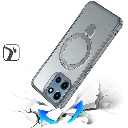 Phone Case for Motorola Moto G Play 5G 2026 Magnetic Ring Stand Matte Finish Shockproof Grip Slim Armor Heavy Duty TPU Protective Hybrid Cover Gray