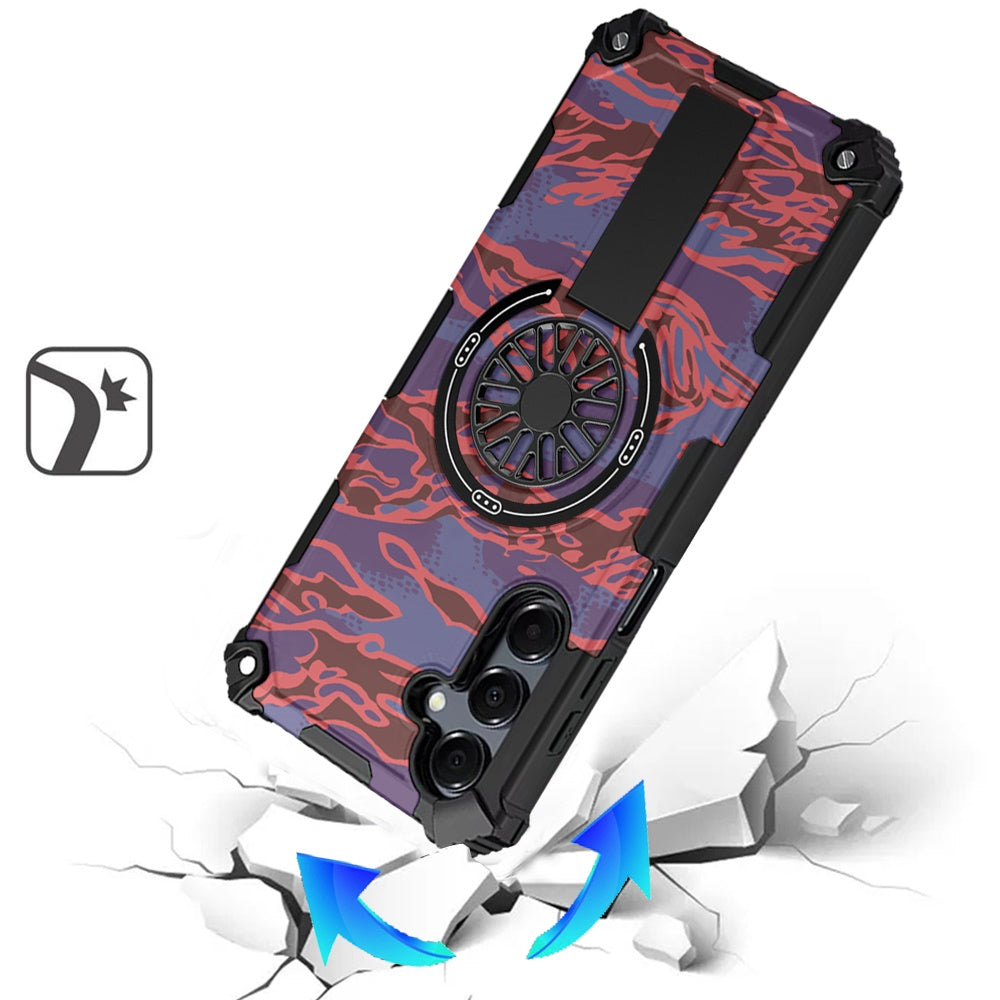 For Samsung Galaxy A16 5G Texture Design Stylish Invisible Kickstand Case, MagSafe Compatible Hybrid Shockproof Cover, Car Mount Friendly Case Cover