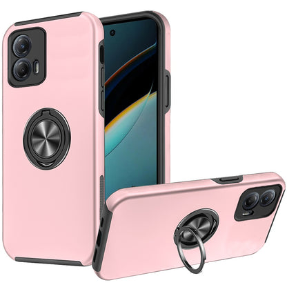 For Motorola Moto G Power 5G 2024 Hybrid 360 Degree Rotatable Metal Invisible Ring Stand Holder Slim Fit Magnetic Car Mount Shockproof Case Cover Dark Purple