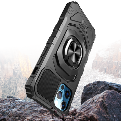 For iPhone 15 Plus (6.7") Hybrid Dual Layer with 360° Rotate Magnetic Ring Stand Holder Kickstand TPU Rugged PC Shockproof Case Cover Black
