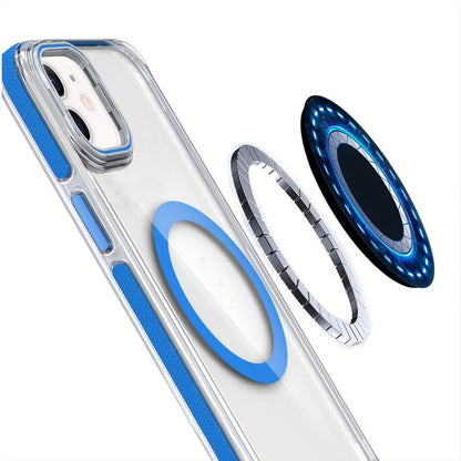For Samsung Galaxy S21 Hybrid Clear Invisible Camera Bracket Stand [With Magsafe Magnetic Circle] Shockproof Color Frame Case Cover Blue