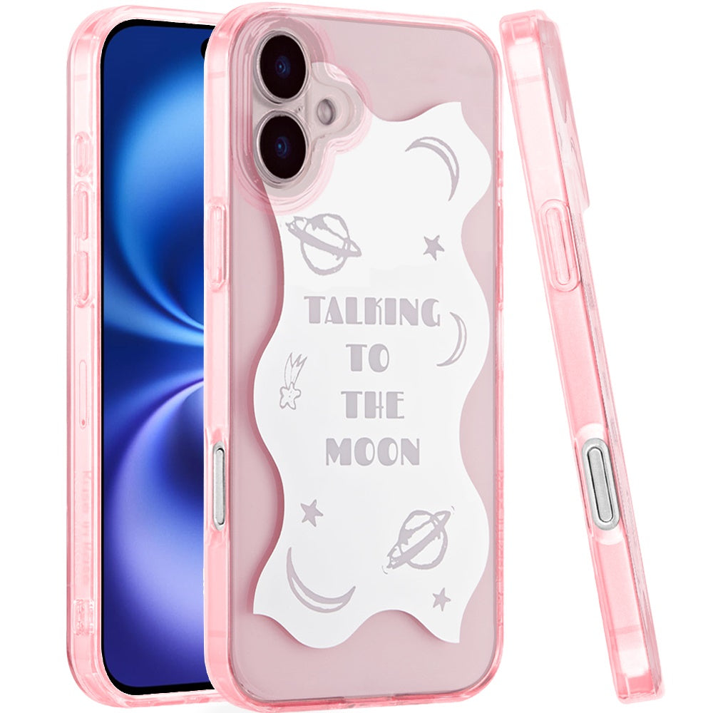For Apple iPhone 17 Pro Stylish Pattern Fashion IMD Printed Design TPU Double Layer Slim Shockproof with Magnetic Back Case Cover Talking to the moon