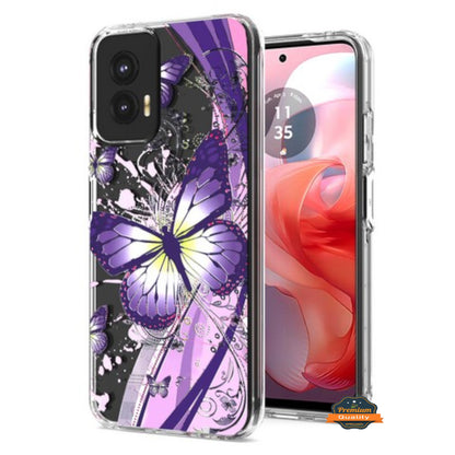 For Motorola Moto G 5G 2025 Hybrid Clear Frame with Trendy Pattern Design, Shockproof Hard Back & TPU Rubber Case Cover