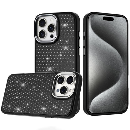 For Apple iPhone 16 Pro Max Bling Diamond Metallic, Full Sparkle Chrome Edged Hybrid Protective Shockproof Case Cover