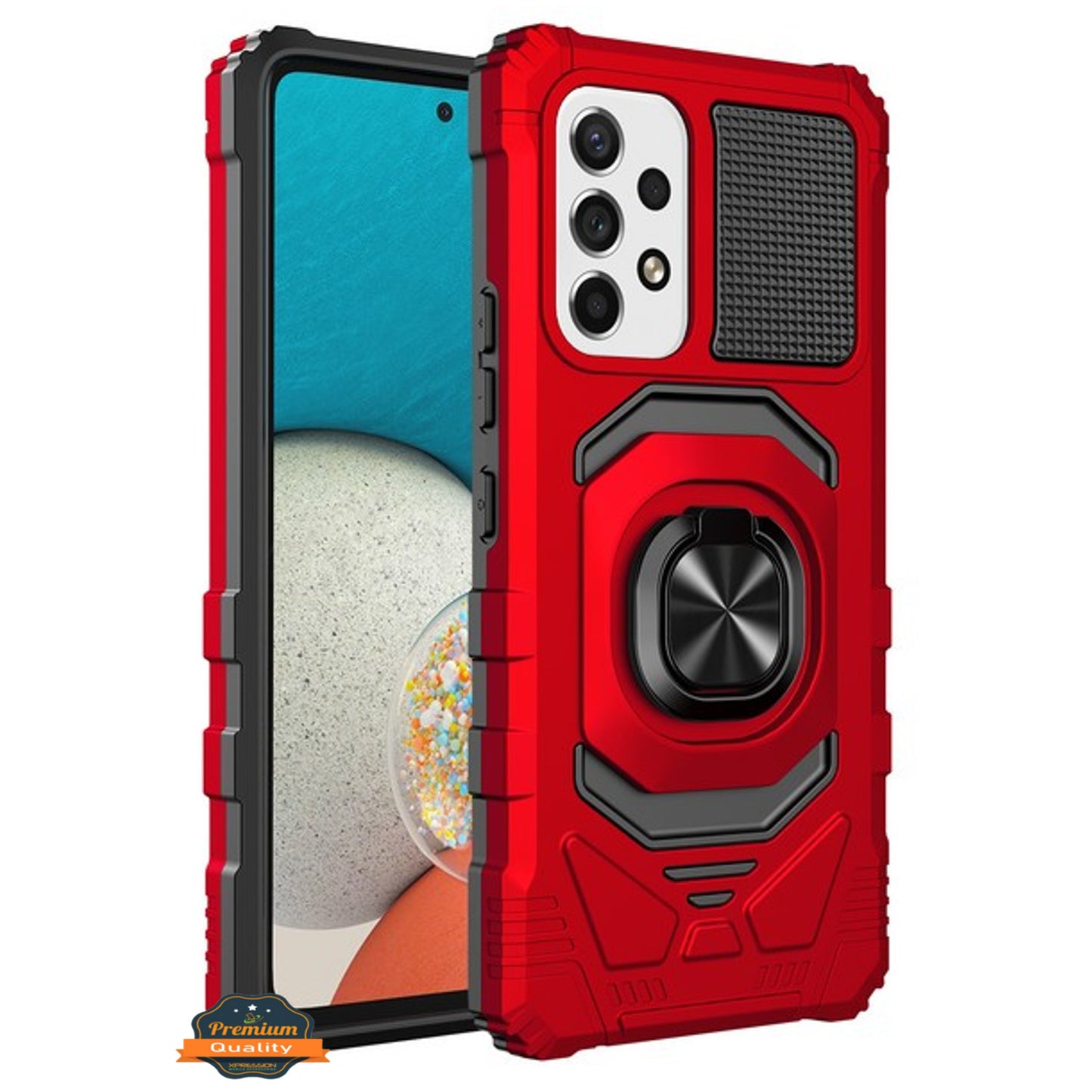 For AT&T Motivate Pro 5G Hybrid Magnetic Car Mount Ring Kickstand Stand Holder Full-Body Armor Protective [Military Grade] Case Cover