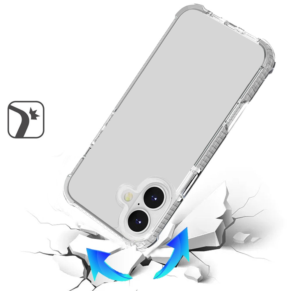 For Apple iPhone 17 Hybrid Transparent Acrylic Rubber Gummy Hard PC Silicone TPU Color Bumper Frame Shockproof Case Cover Clear / White