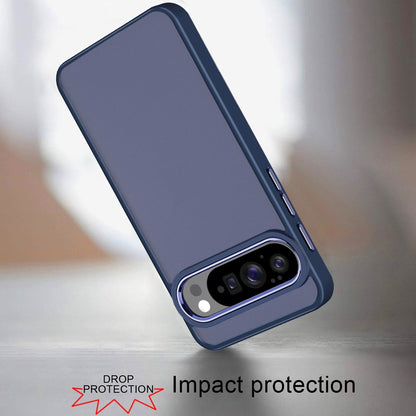 For Google Pixel 10 Pro XL Slim Fit Hybrid Transparent Thick Acrylic with Metal Buttons Frame Protective Hard PC + TPU Shockproof Case Cover