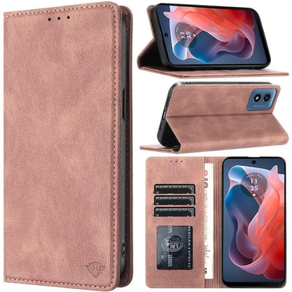 For Apple iPhone 16 Pro (6.3") Premium Wallet PU Vegan Leather ID Credit Card Slot Money Holder with Magnetic Closure Pouch Flip Case Cover Rose Gold