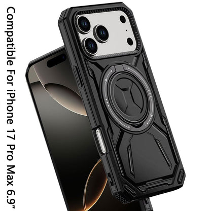 For Apple iPhone 17 Pro Max (6.9") Hybrid Magnetic Ring and 360° Rotational Kickstand with MagSafe Compatible, Military Grade Drop Protection Case Cover