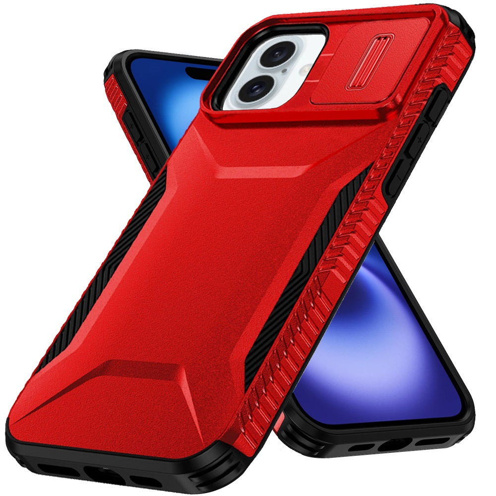 For Apple iPhone 17 (6.3") Slim Fit Shockproof Hybrid with Slide Camera Window Covering, Rugged Tpu Silicone Hard PC Bumper Case Cover