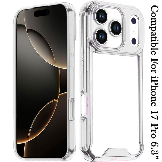 For Apple iPhone 17 Pro Clear Colored Shockproof Transparent Hard PC + Rubber TPU Hybrid Bumper Shell Slim Protective Case Cover Clear