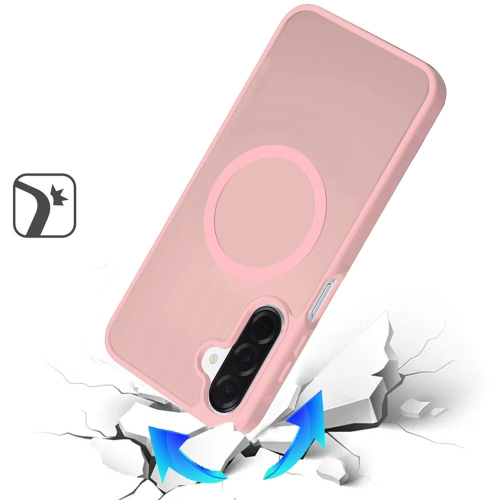 For Samsung Galaxy A17 5G MagSafe Compatible Case Hybrid Soft TPU Bumper Hard Translucent Matte Back Slim Shockproof Case Cover Light Pink